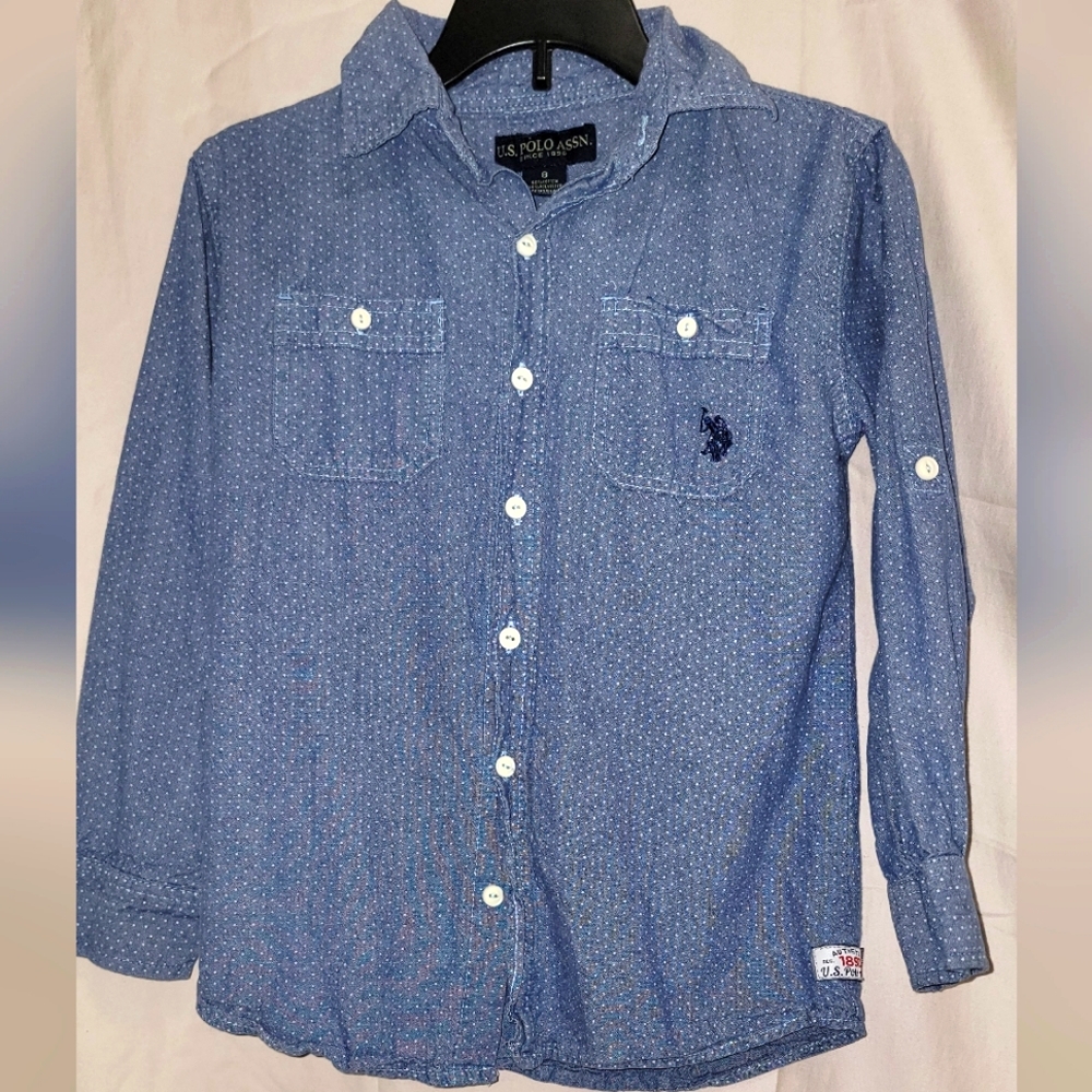 👕👕Boy's U.S. Polo Association Long Sleeve Button-Up Shirt👕👕 Size: 8